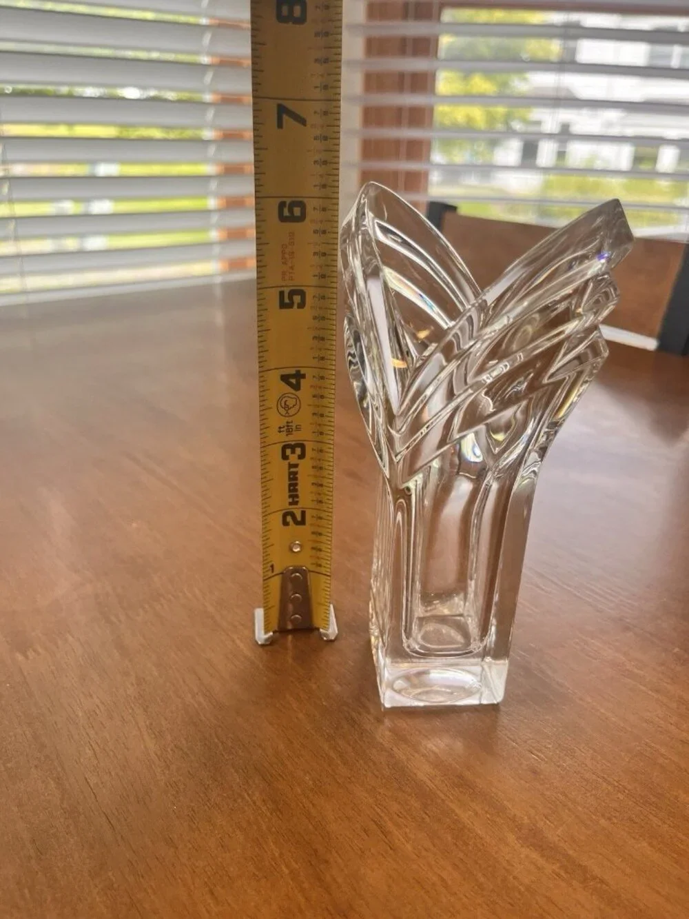 Vintage Mikasa Art Deco Clear Crystal Vase Tulip Style V Shape 6